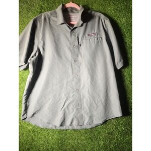 Eddie Bauer Mens XL Woven Tech Vented Short Sleeve Green Fishing‎ Shirt Adult